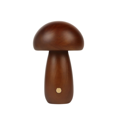 Wooden Mushroom LED Night Light - Rechargeable & Portable